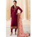 6276 MAROON KASEESH KAREENA KAPOOR SATIN GEORGETTE SUIT WITH HEAVY WORK DUPATTA